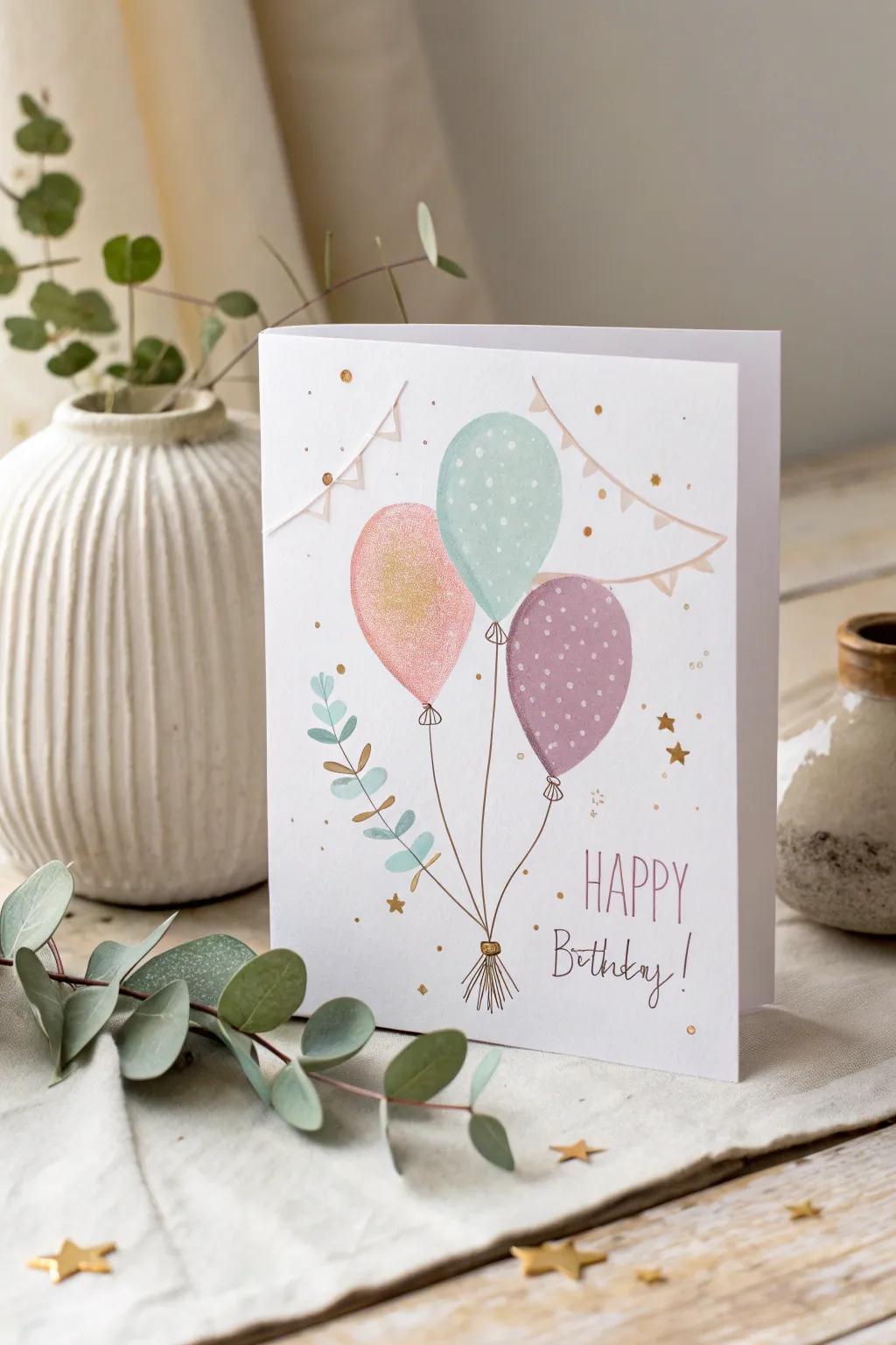 Celebrate with simplicity and sparkle: A birthday card that's a true work of art.