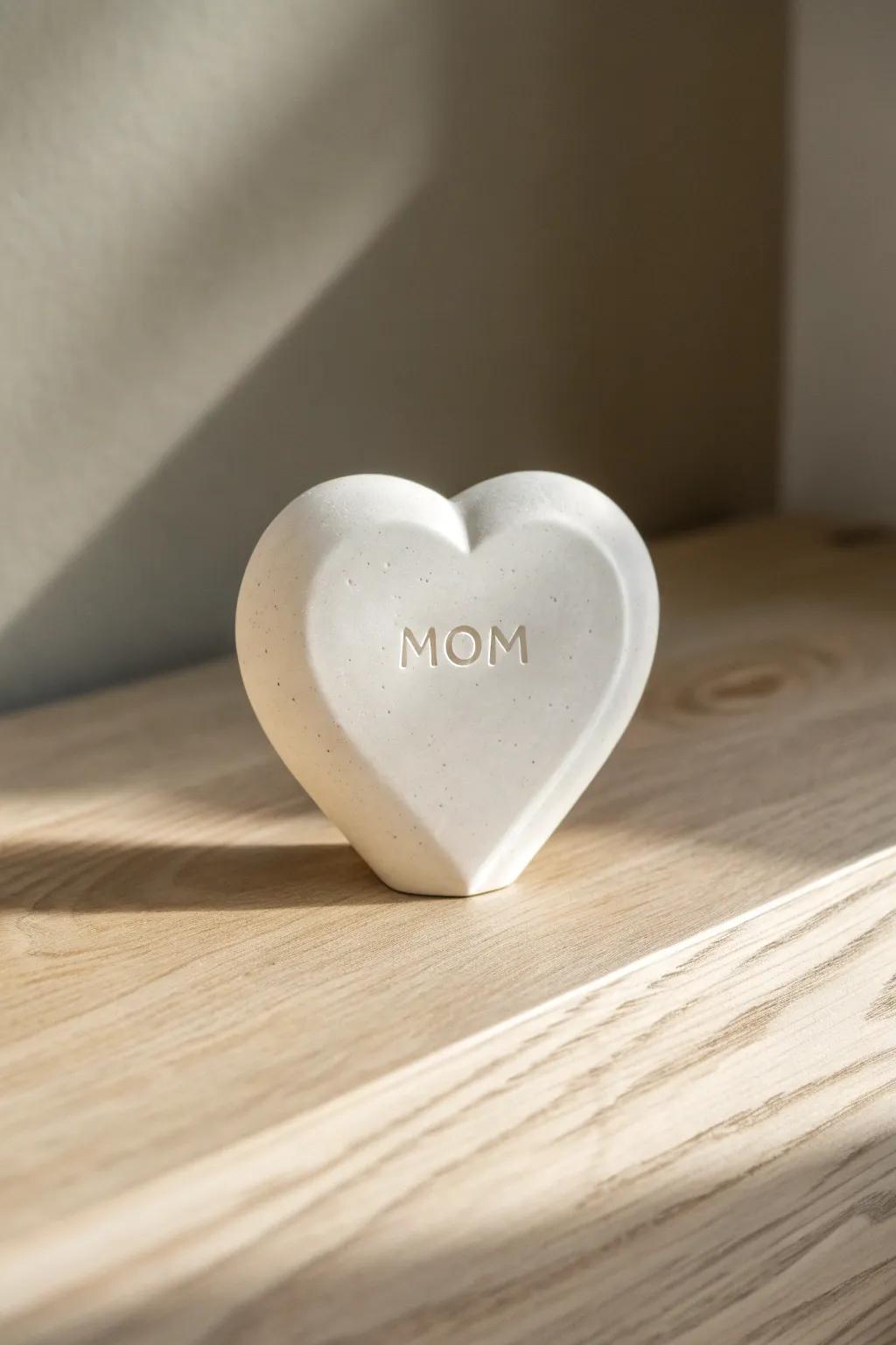 Celebrate love with a minimalist 3D printed heart sculpture – the perfect blend of warmth and craftsmanship for Mother's Day.