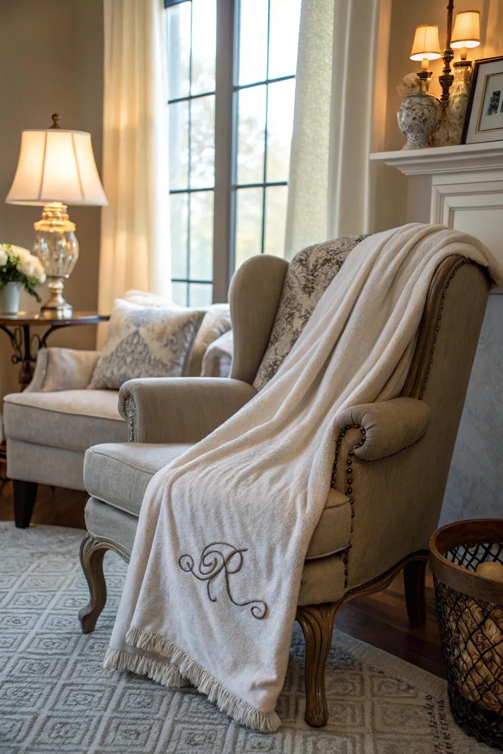 Add warmth and sentiment with a personalized throw blanket.