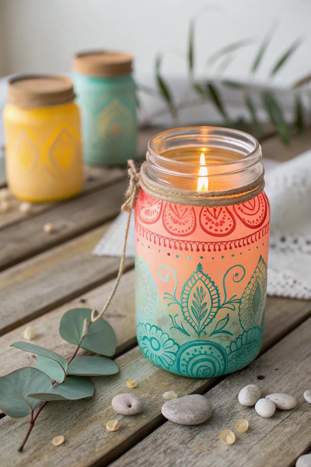 Illuminate your summer nights with handcrafted mason jar lanterns, where simplicity meets vibrant charm.