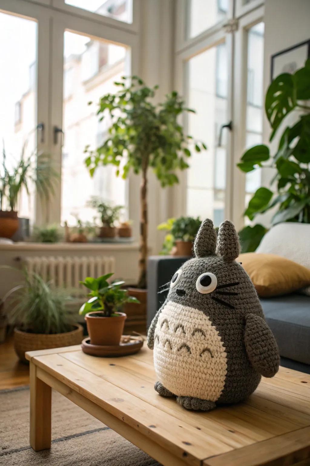 Bring the magic of Totoro to your home with this enchanting crochet doll.