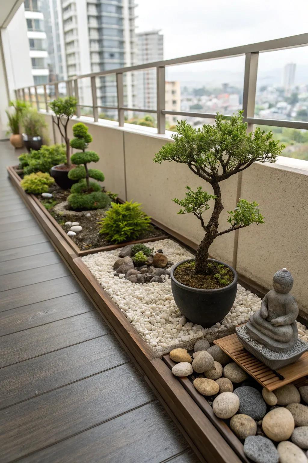 A tranquil mini Zen garden perfect for apartment living.