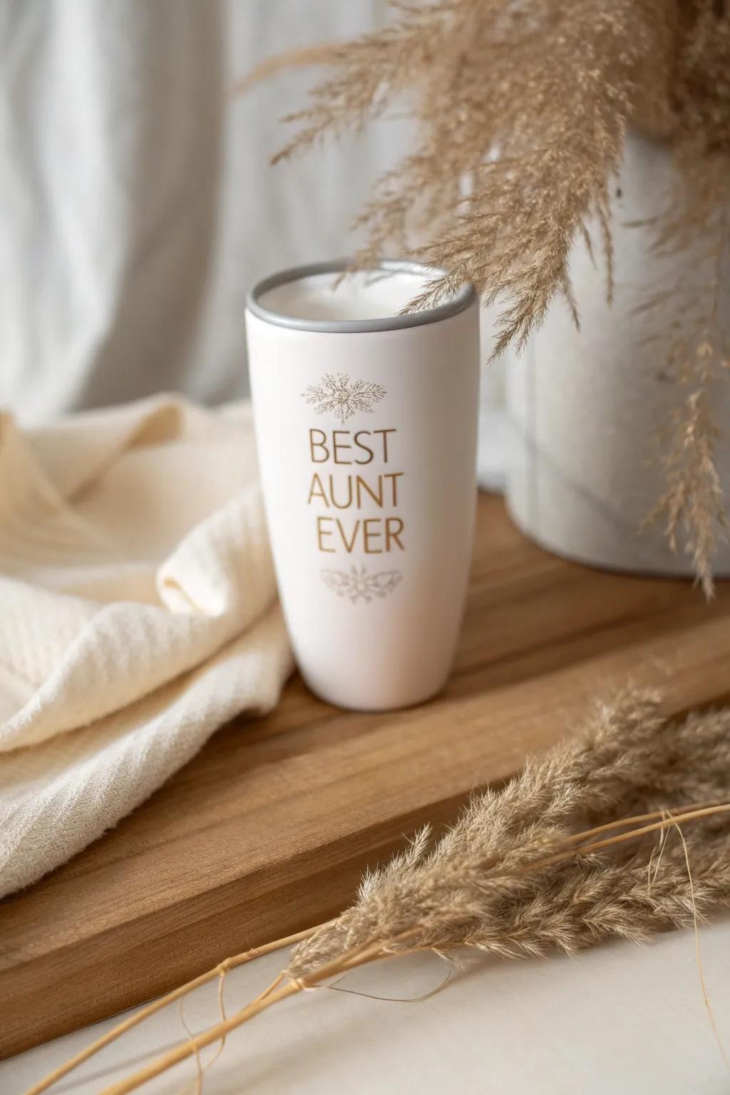 Celebrate your favorite aunt with this timeless tumbler, where simplicity meets heartfelt elegance.