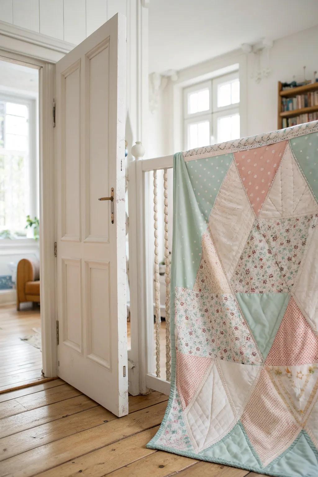 Elevate your space with a chic DIY fabric baby gate that marries style and function effortlessly. 🌿✨