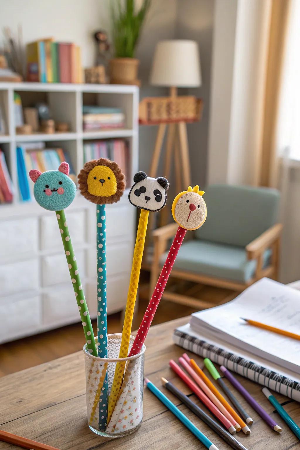 Add a personal touch to your pencils with DIY toppers.