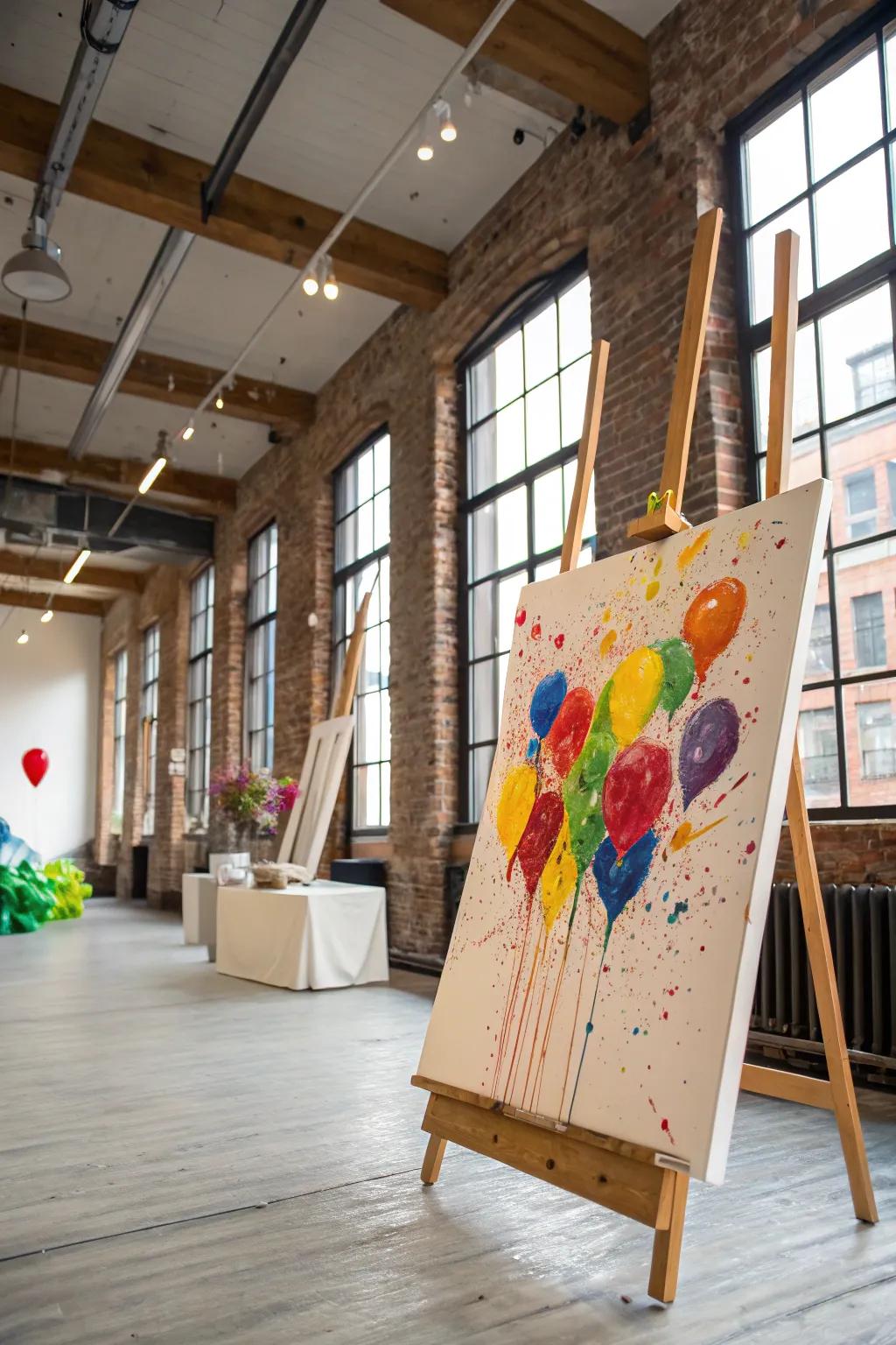 Create a masterpiece with balloon pop canvas art.