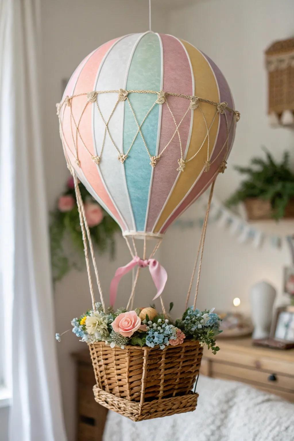 Elevate your decor with a handcrafted miniature hot air balloon, where simplicity meets boho charm.