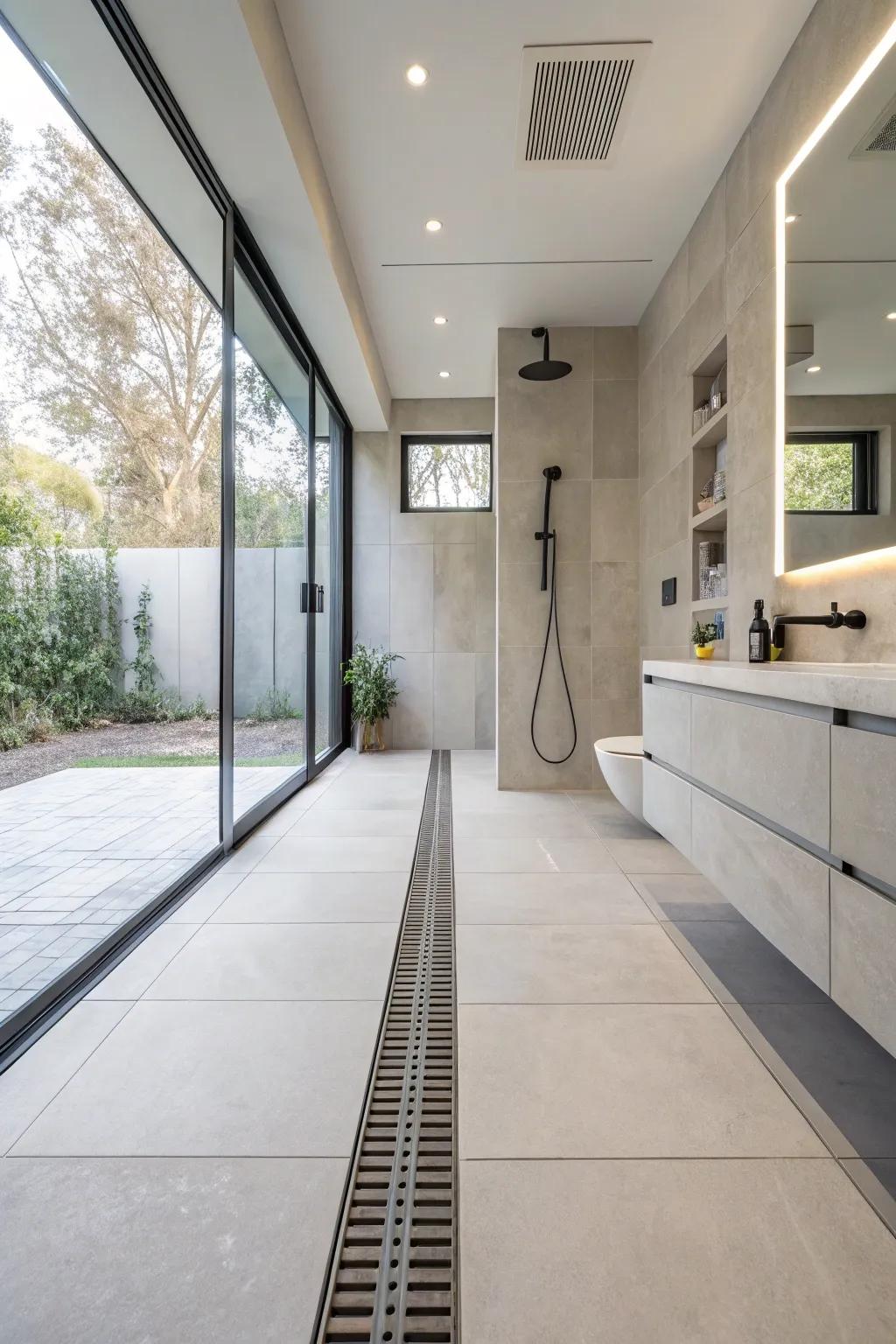 Curbless showers offer a sleek and seamless transition ideal for accessibility.