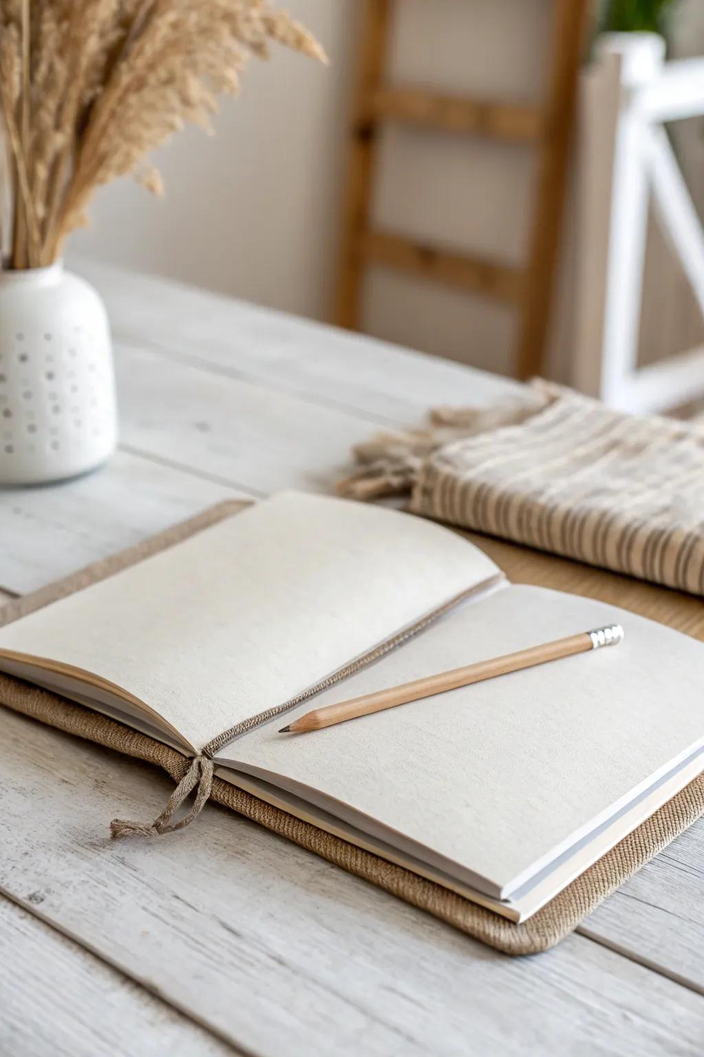 Capture your creativity in a sketchbook that inspires simplicity and elegance. #SketchbookAdventures #MinimalistArt