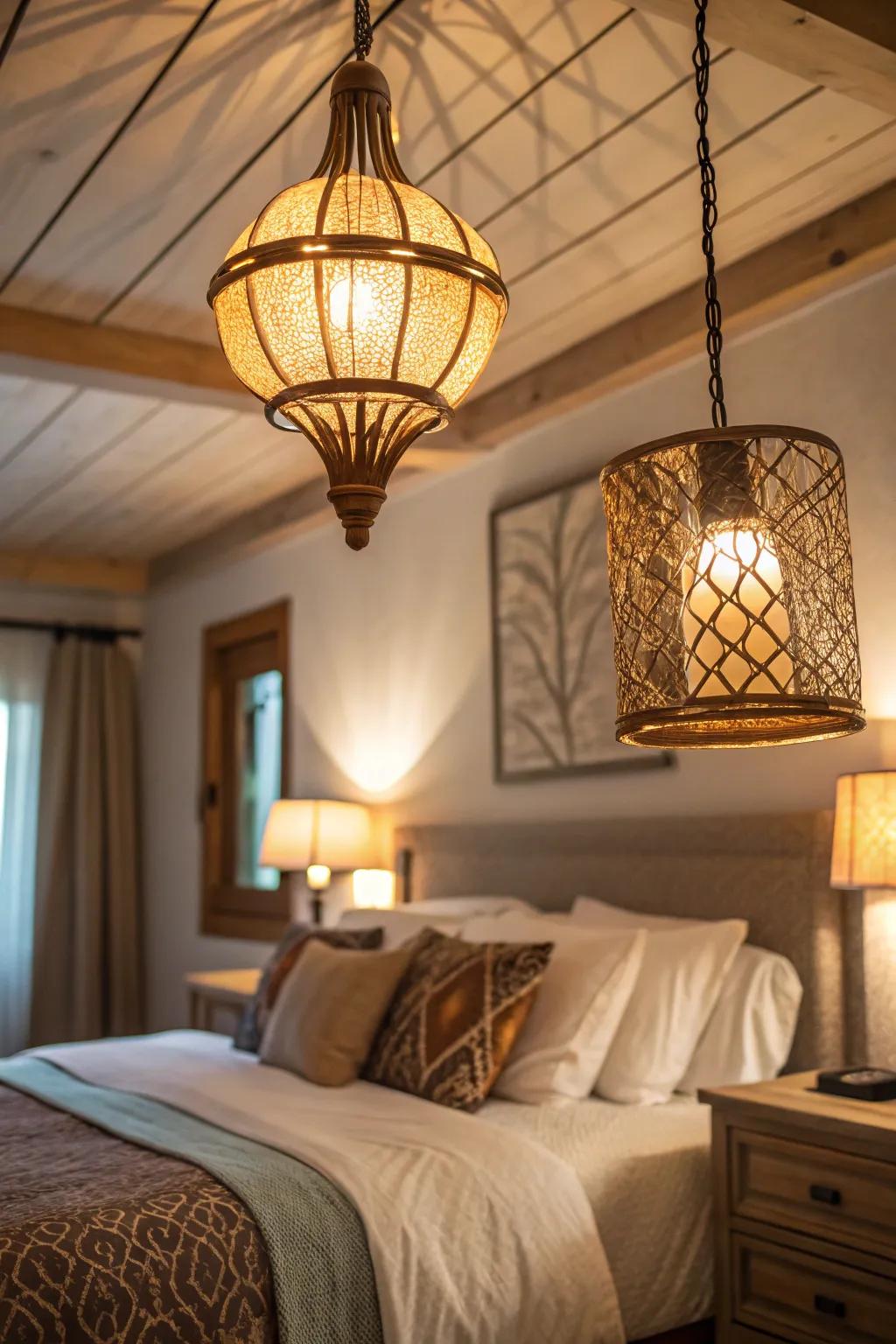 Layered lighting adds depth and warmth to your bedroom.