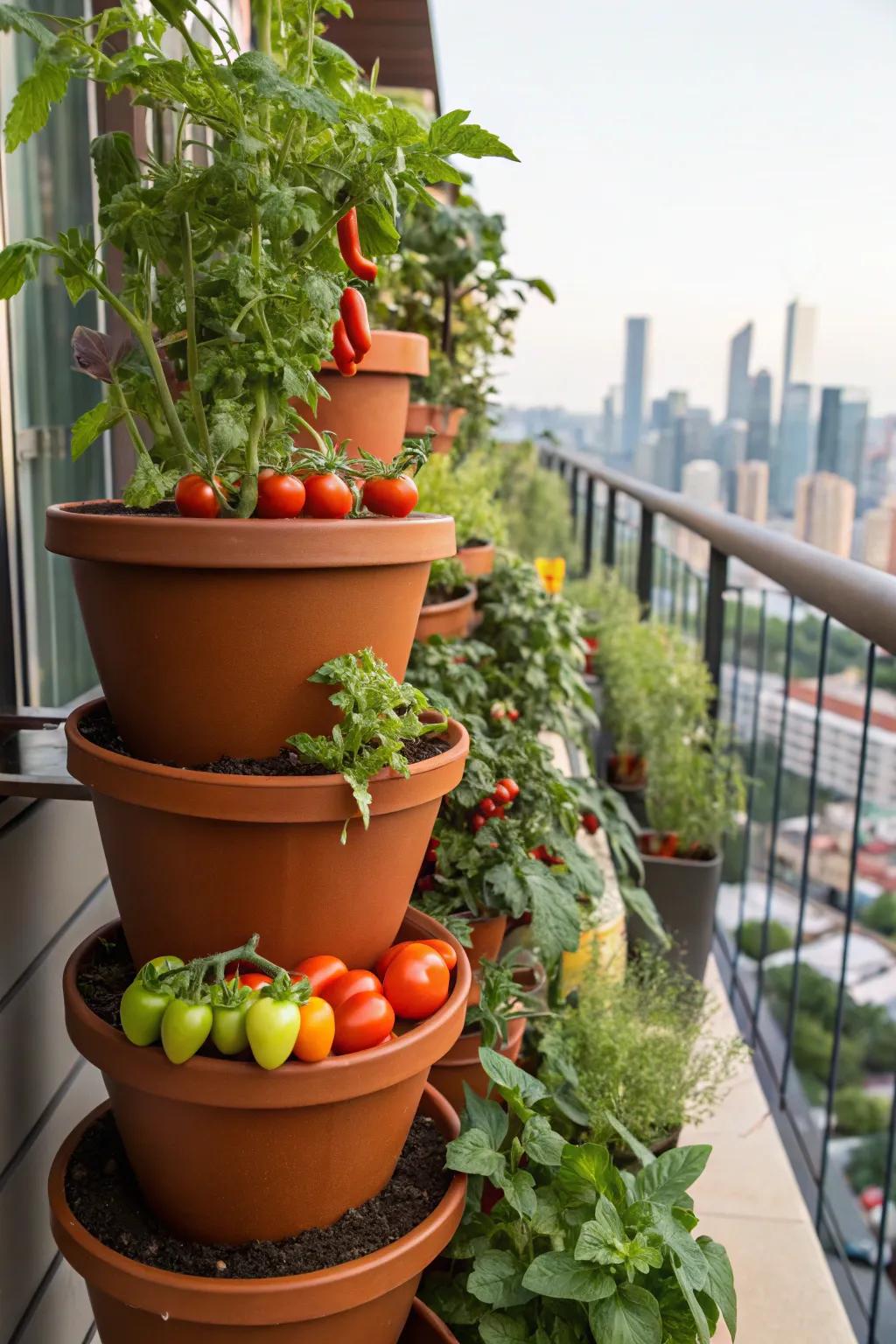 Vertical veggie towers make the most of limited space.