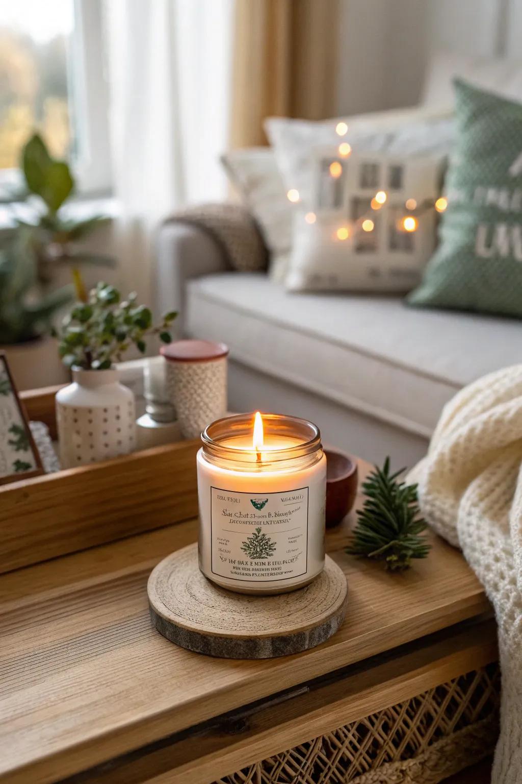 A custom scented candle that brings warmth and personalization to any space.