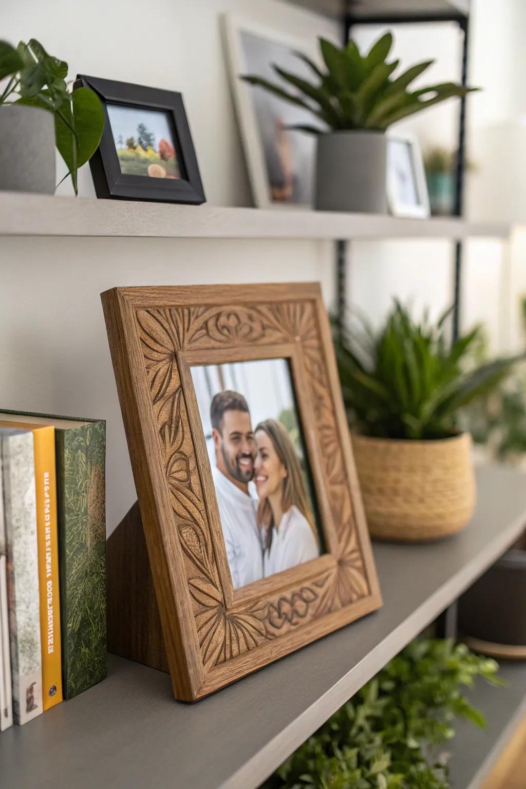 A personalized photo frame makes a thoughtful gift.