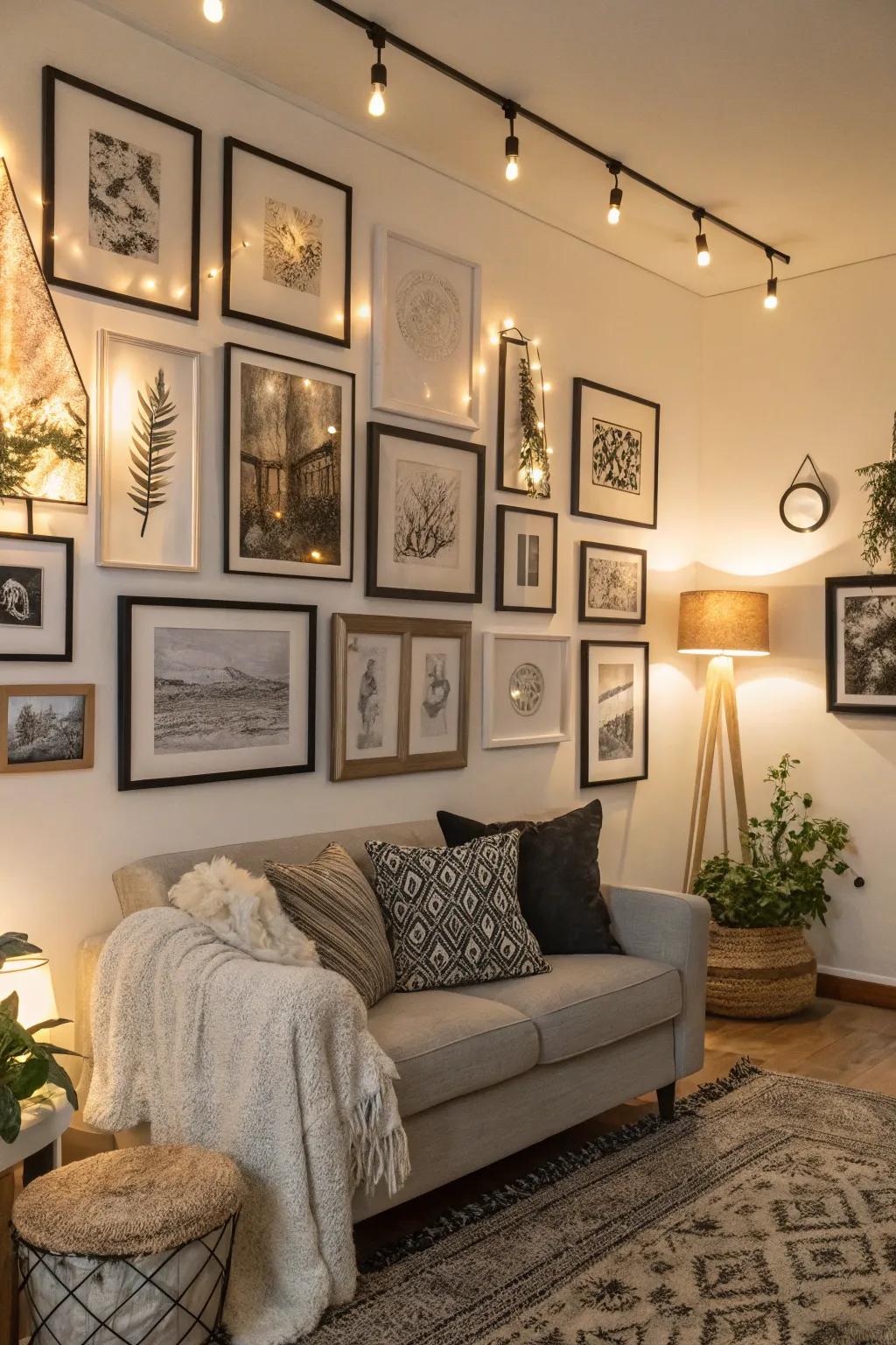 Combine different frames for a unique gallery wall.