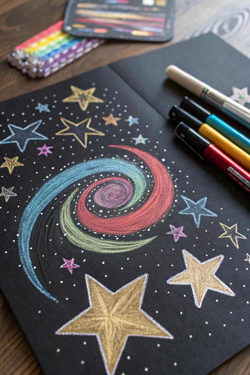 A mesmerizing starry night sky drawing that brings cosmic beauty into your home.