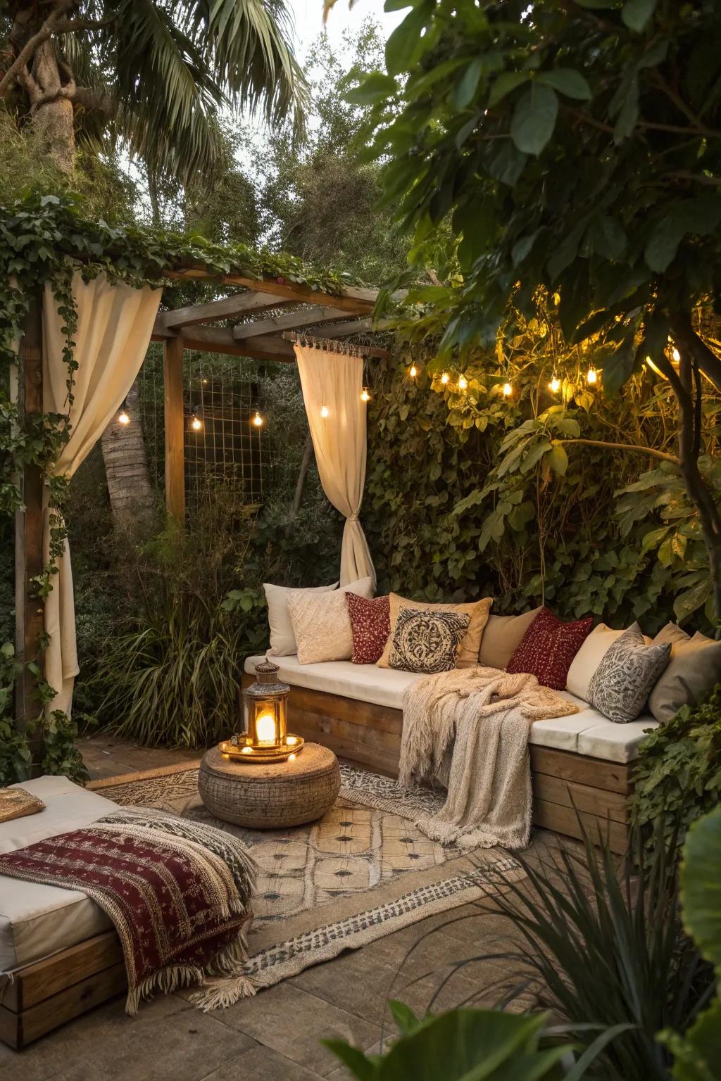 A bohemian nook perfect for relaxing with a cup of tea.