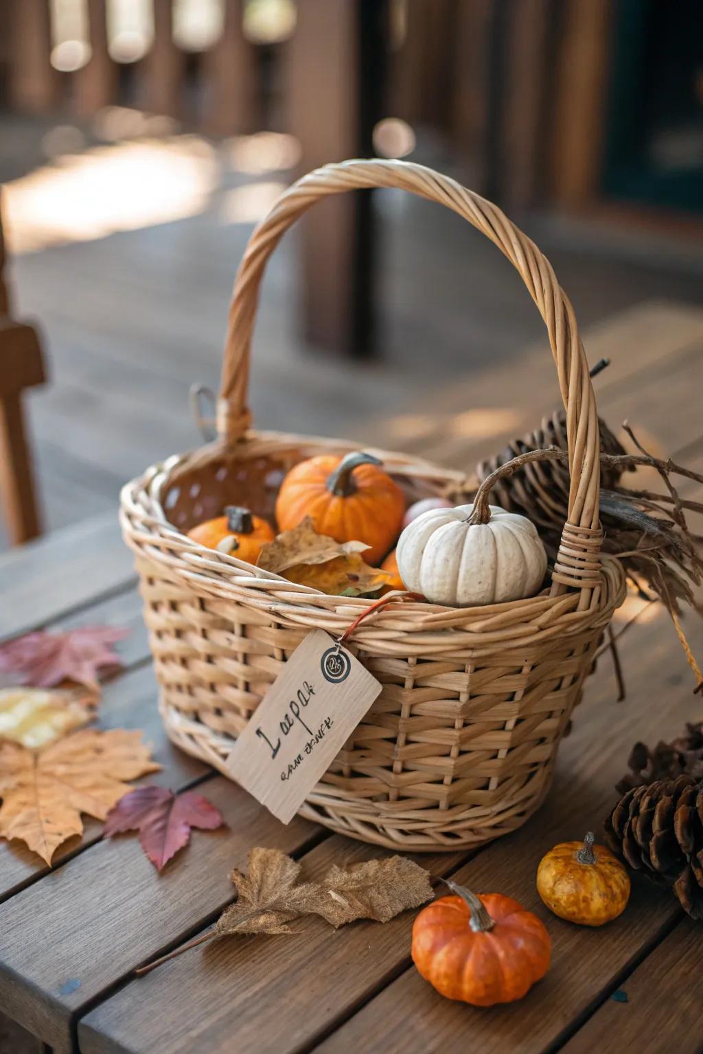 A personalized wicker basket, perfect as the base for any boo basket.