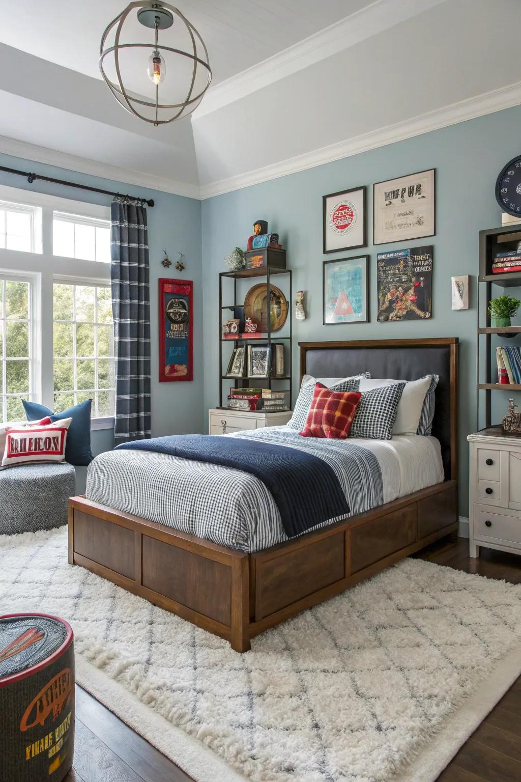 A statement bed sets the tone for a stylish boys' room.