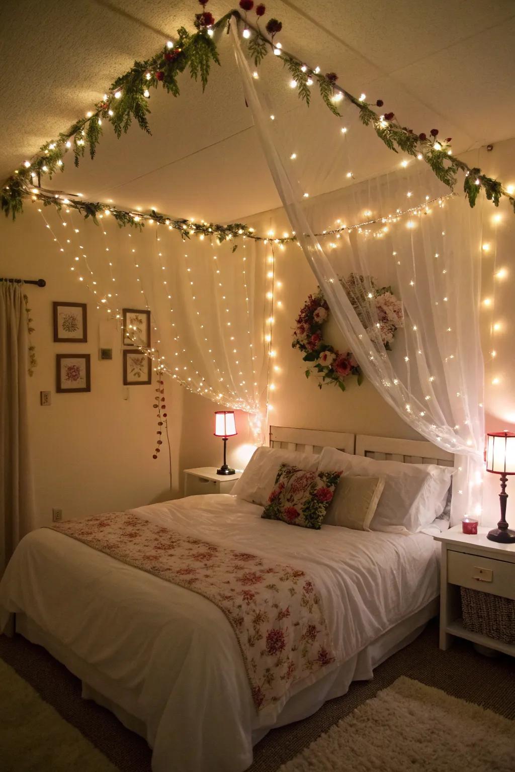 String lights add a magical touch to any bridal room.