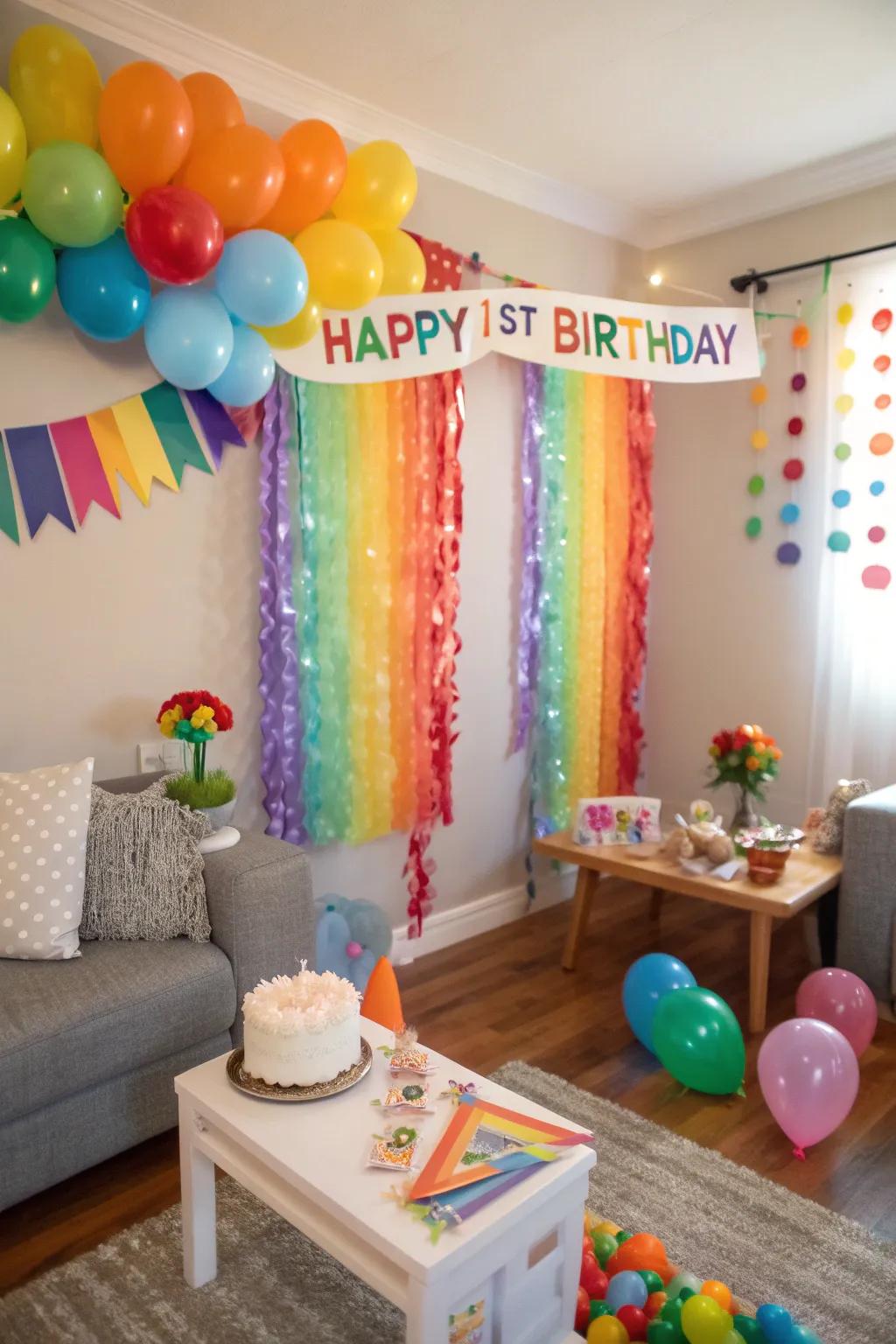 A simple theme like 'rainbow' can make your party vibrant and fun.