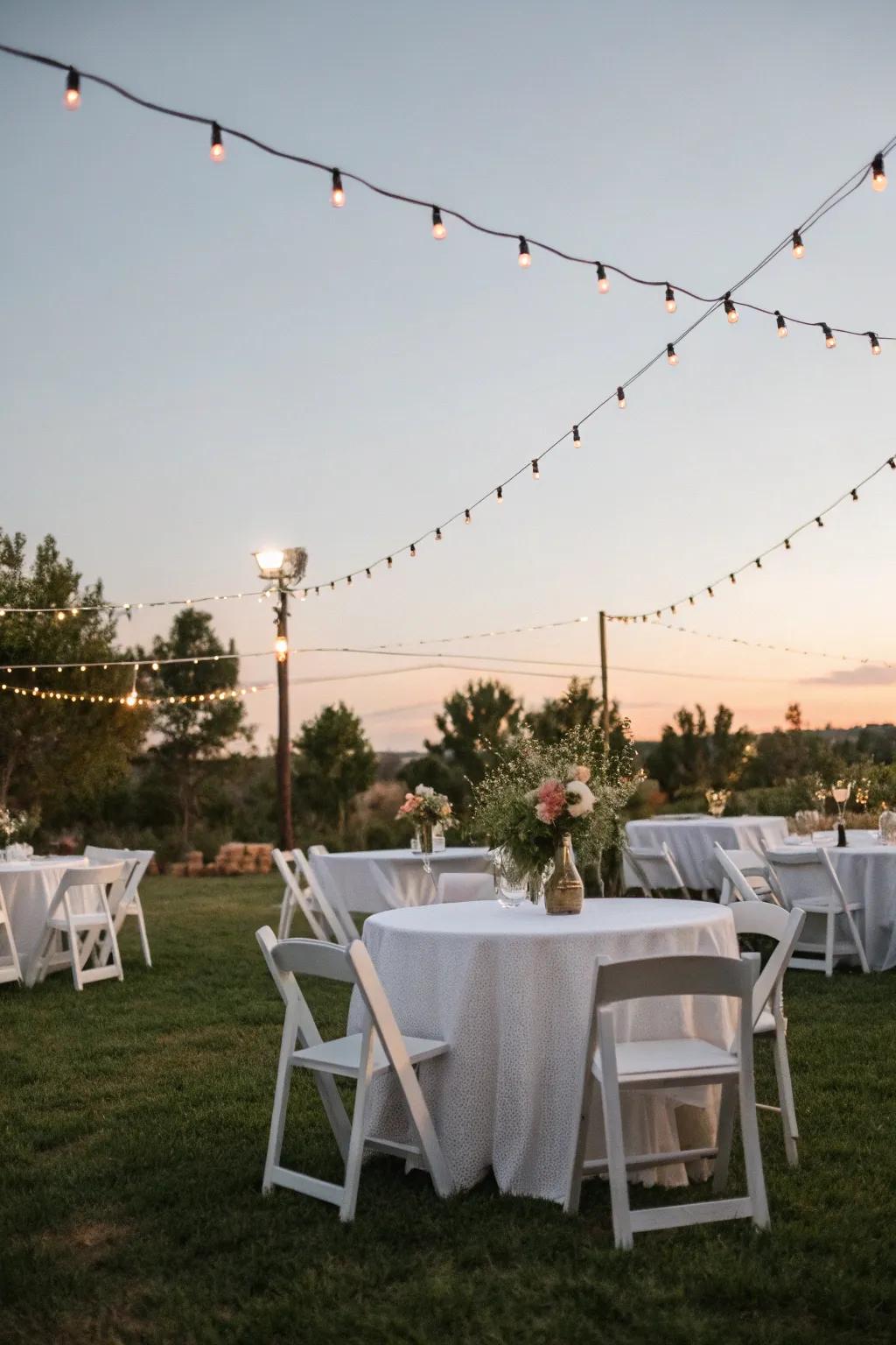 A cozy backyard transformed into a stunning wedding venue.