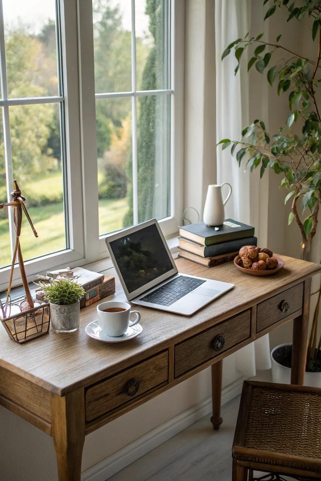 Use existing furniture to save money and add character to your home office.