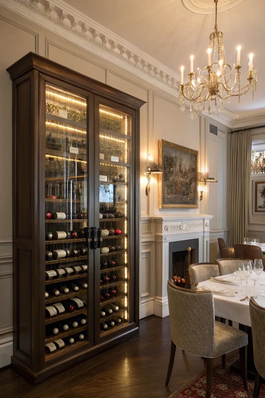 A classic wine cabinet that adds sophistication to the dining room.