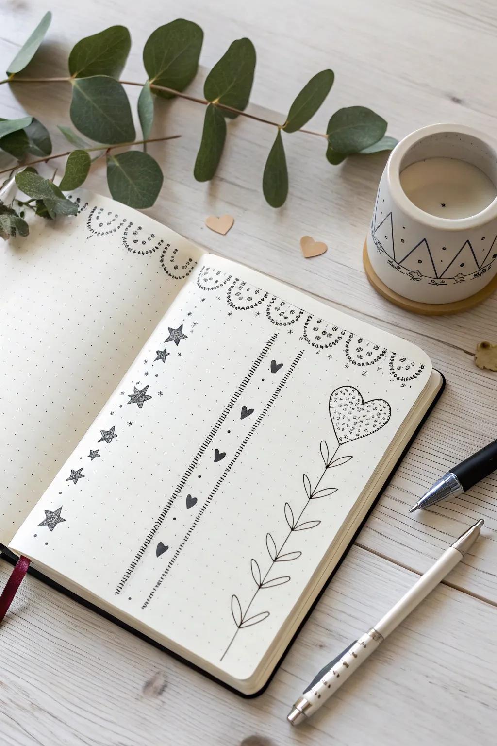 Elevate your bullet journal with whimsical doodle dividers that blend simplicity with charm.