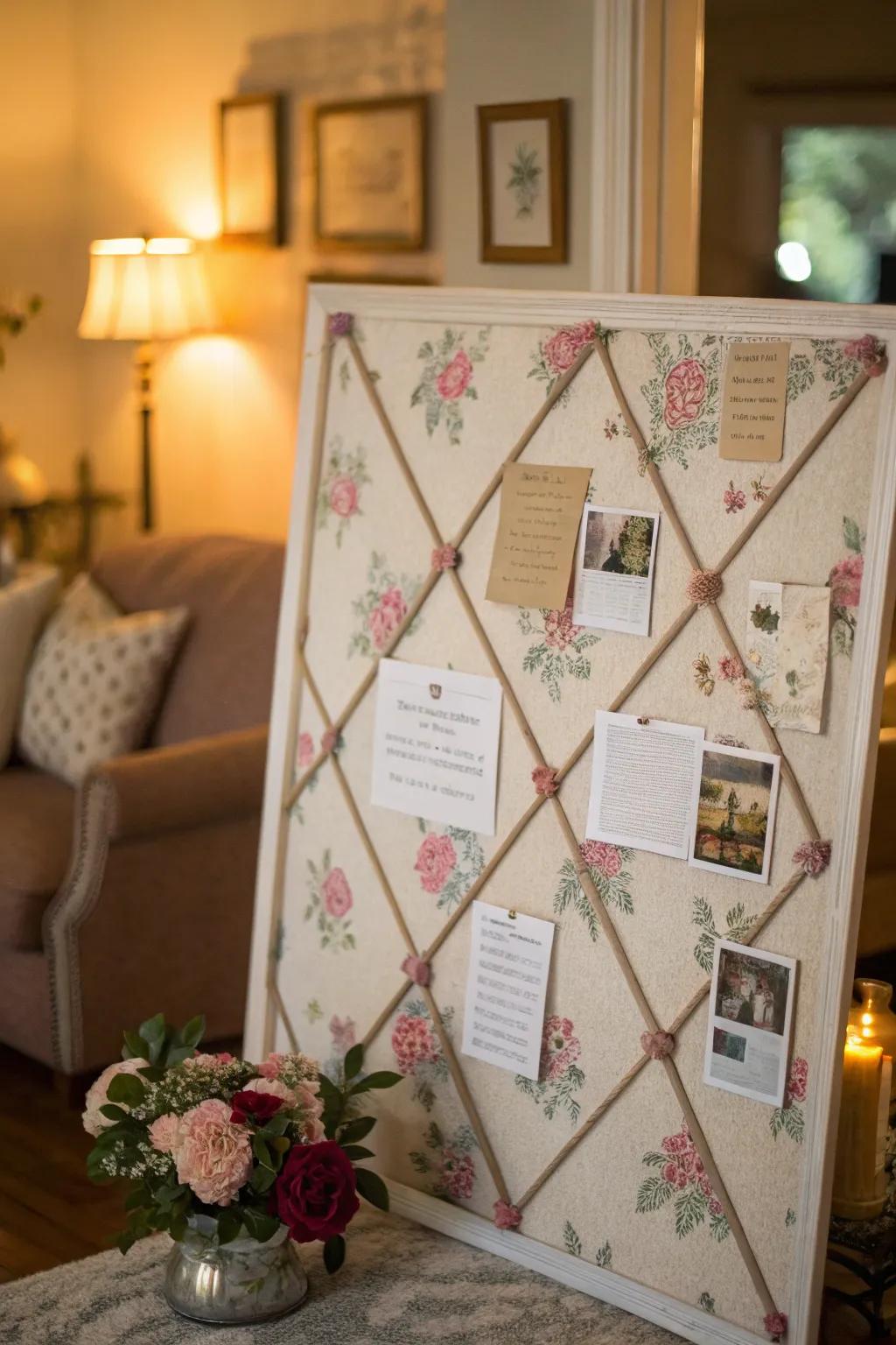 Fabric backgrounds bring a touch of elegance to any bulletin board.