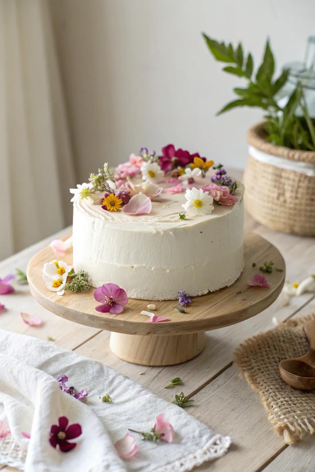 Celebrate mom with a Floral Fantasy Cake, where simplicity meets natural elegance.