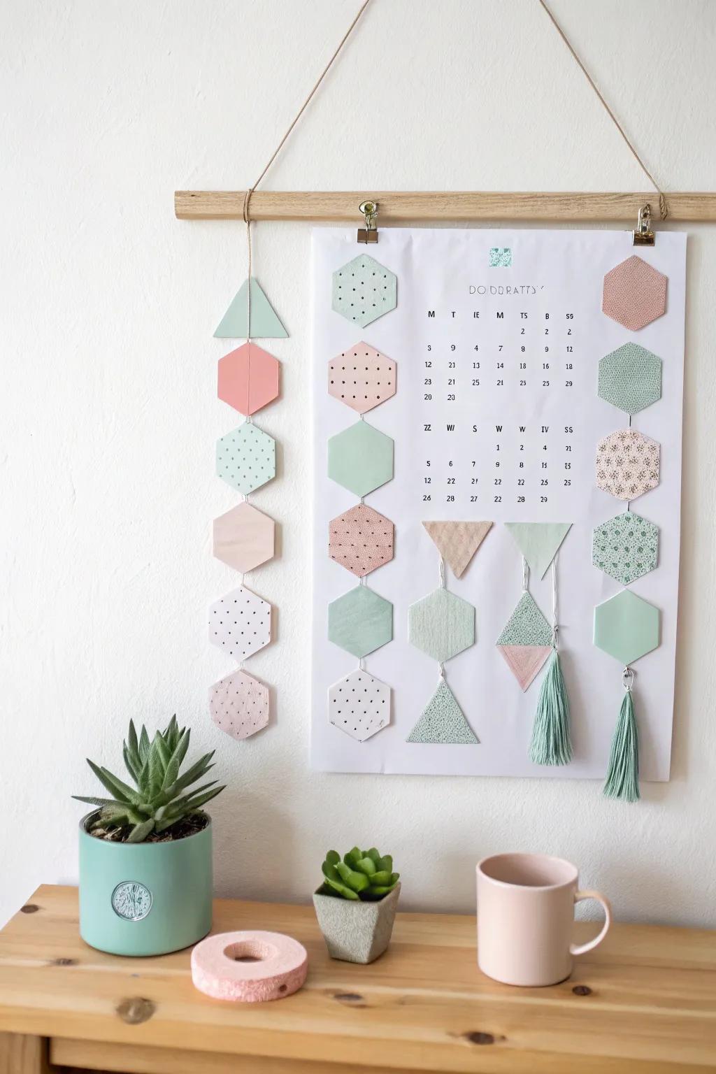 Add a touch of personalized art to your space with this DIY paper calendar, perfect for the minimalist who loves a hint of Boho flair.