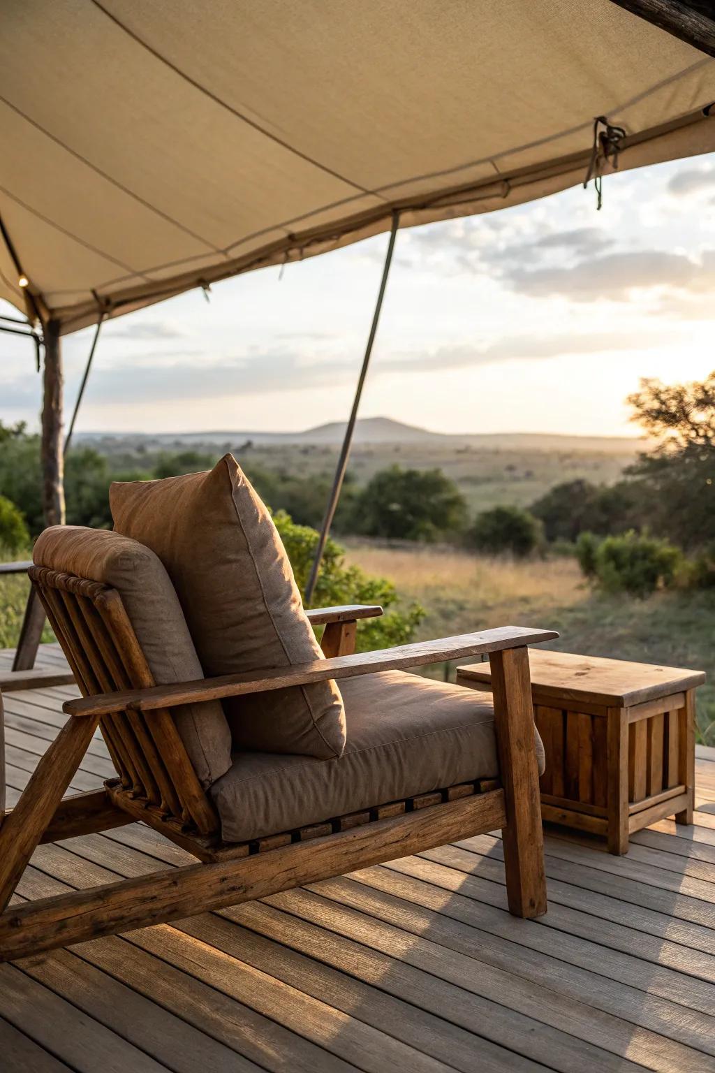 Crafted Comfort: Transform your outdoor space into a cozy retreat with a beautifully designed lounge chair.