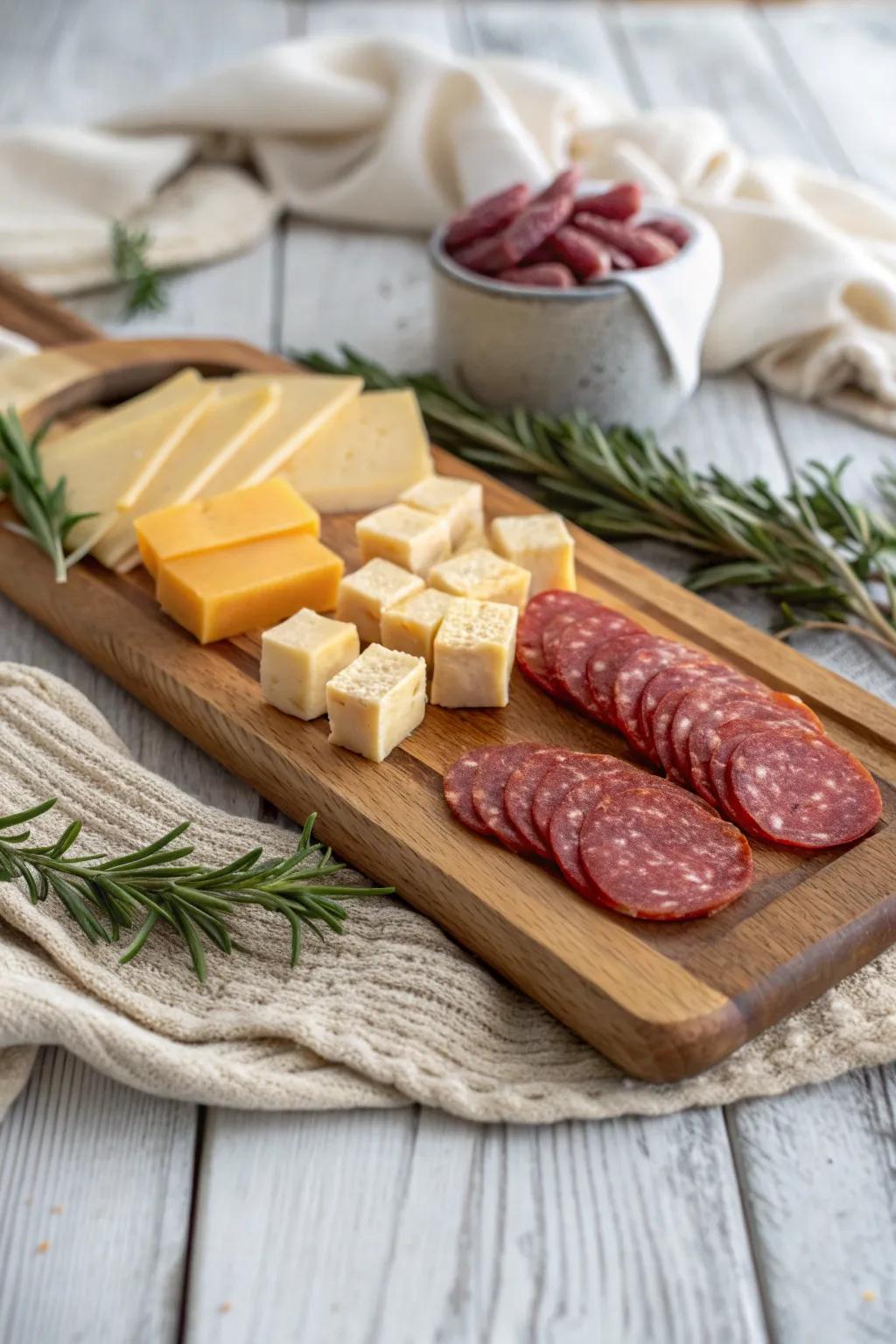 Elevate your camping experience with a classic charcuterie board — simplicity and natural beauty in every bite.