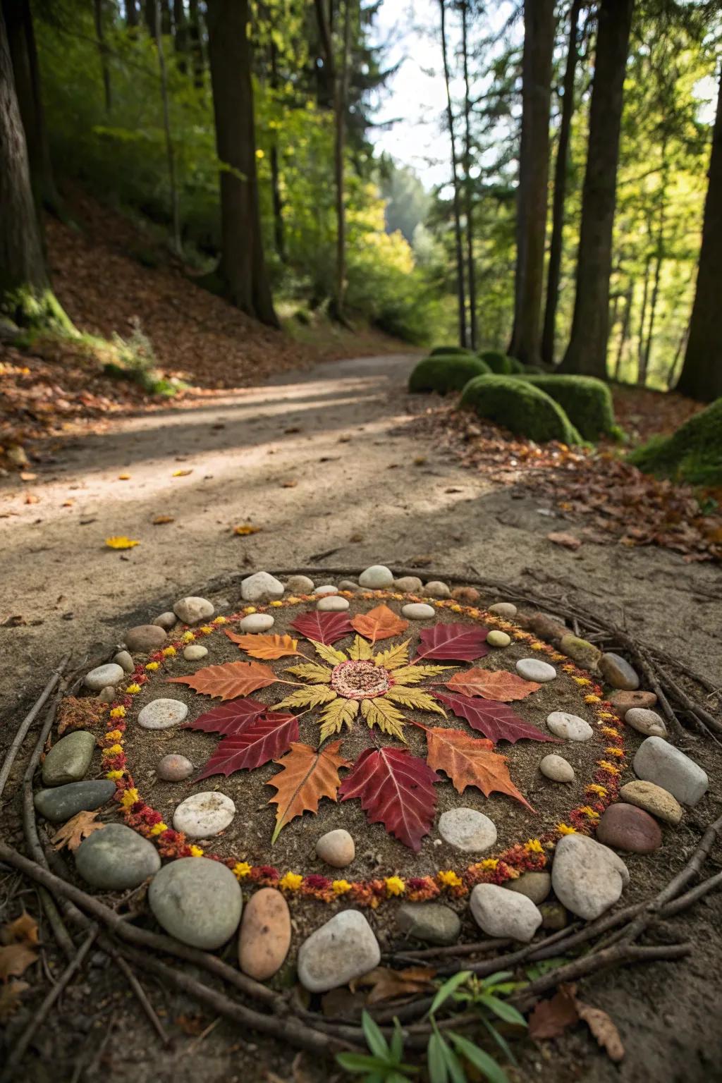 Nature's Artistry: Crafting Harmony with Leaves and Stones