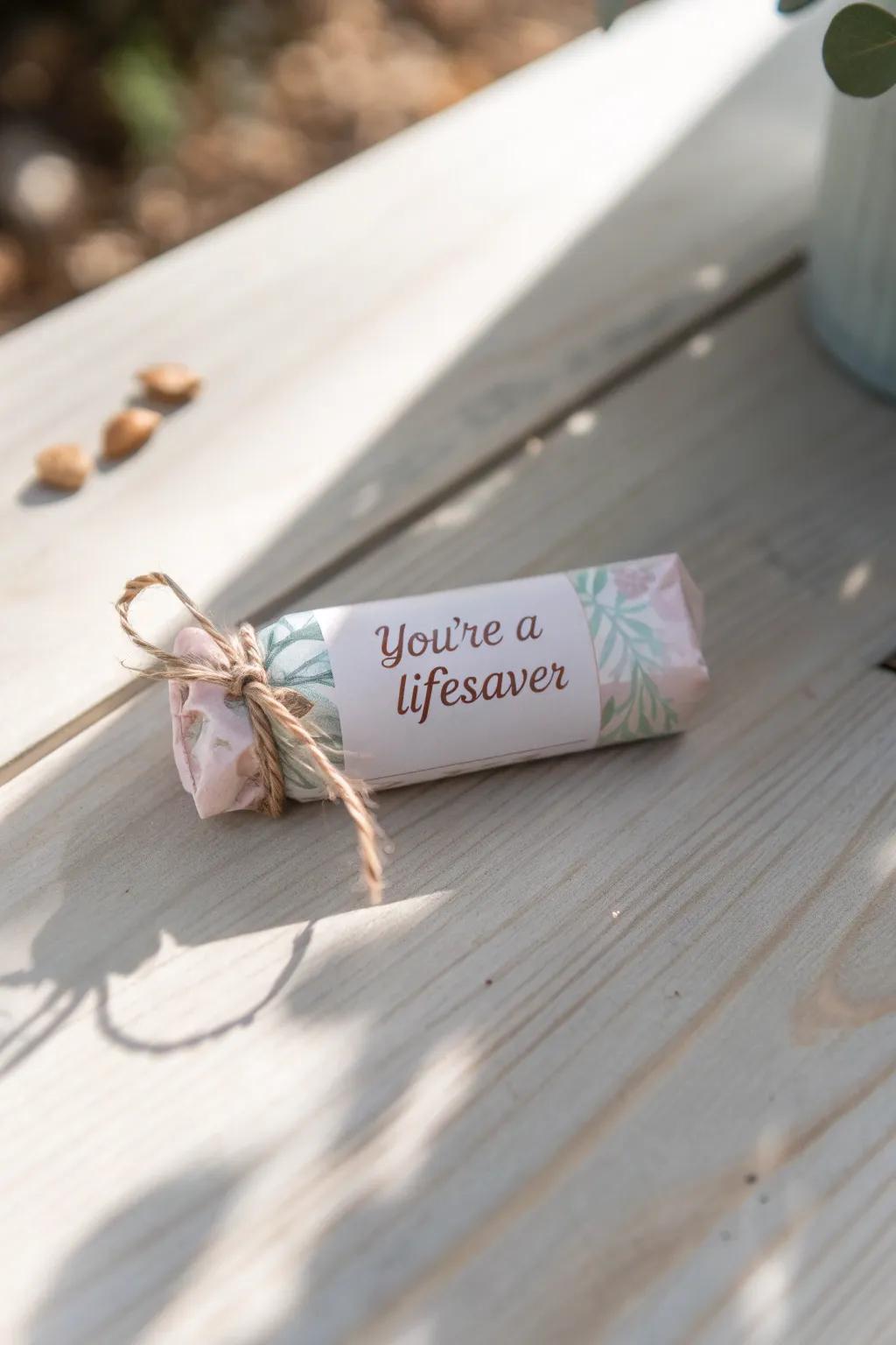A sweet way to say 'Thank You'—craftsmanship meets appreciation in this minimalist candy bar gift.