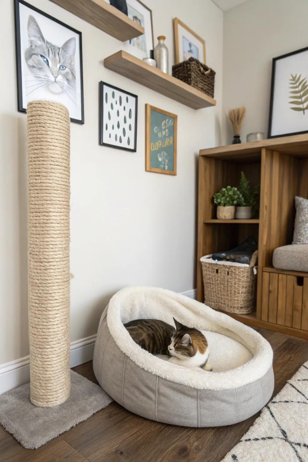 Transform an unused corner into a cozy paradise for your feline friend.