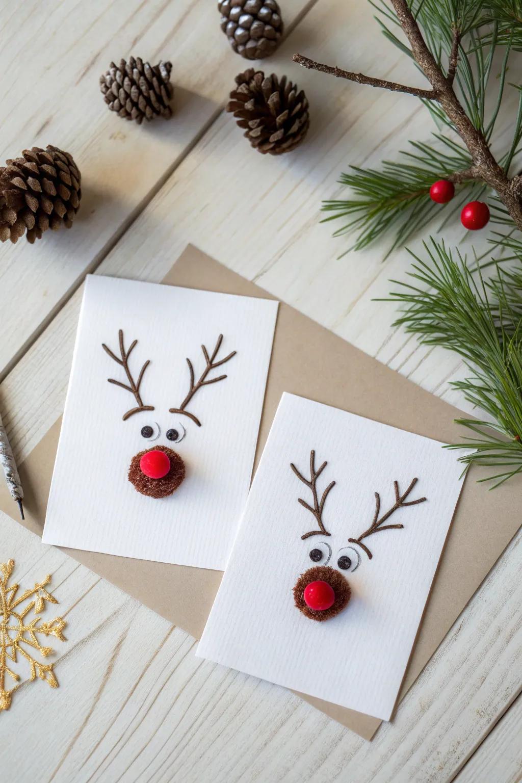 Simple and charming DIY Christmas card: Fingerprint reindeer fun for kids!