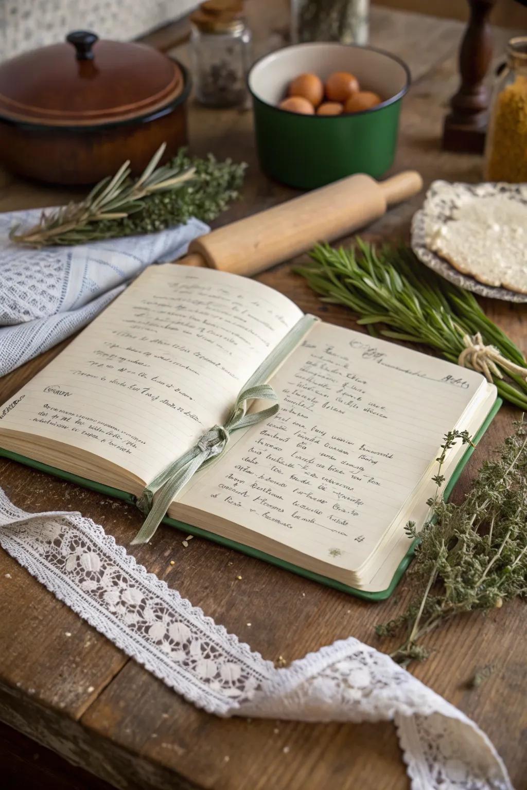 A personalized recipe book capturing family traditions.