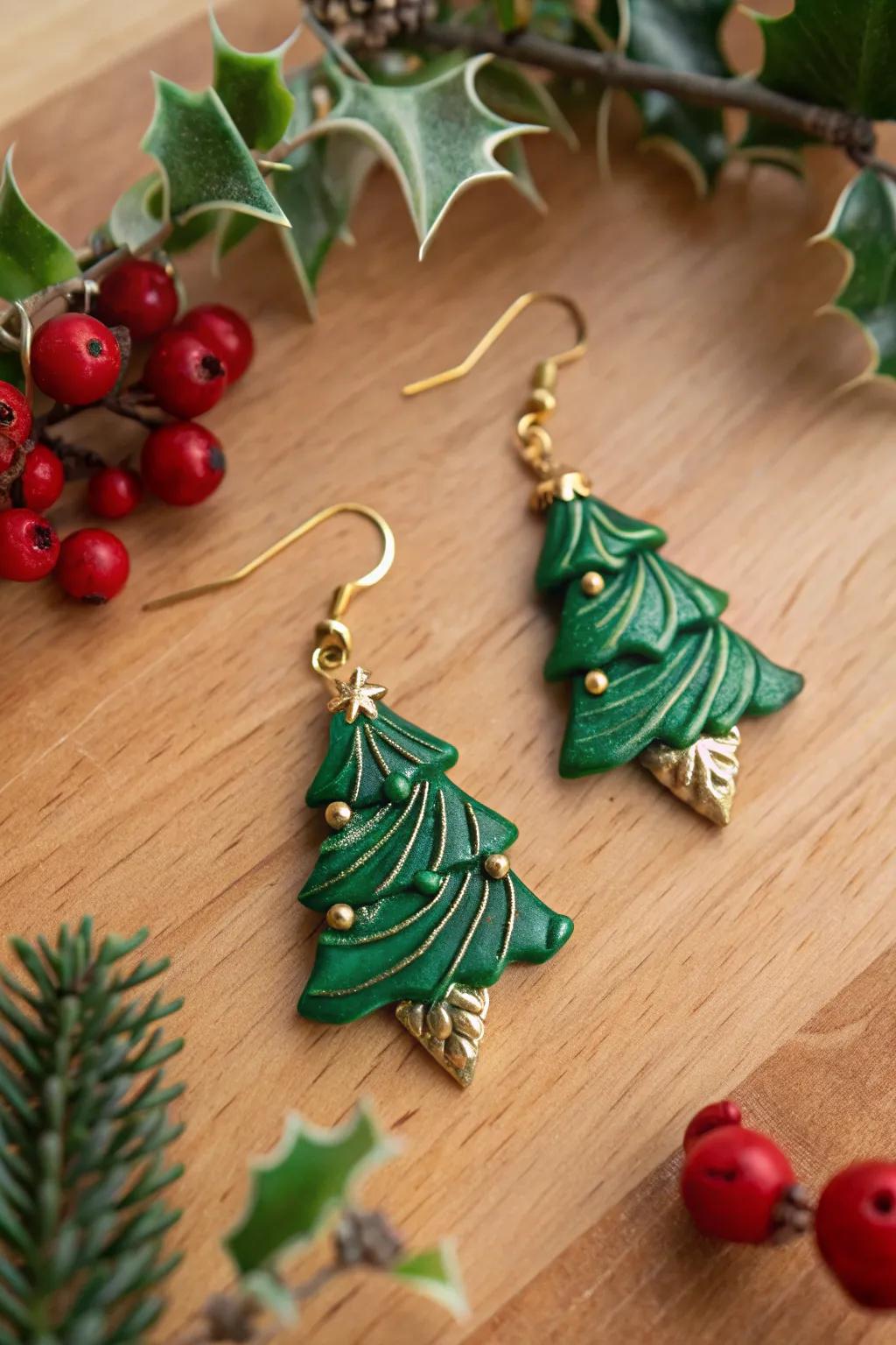 Embrace the holiday spirit with these charming tree earrings.