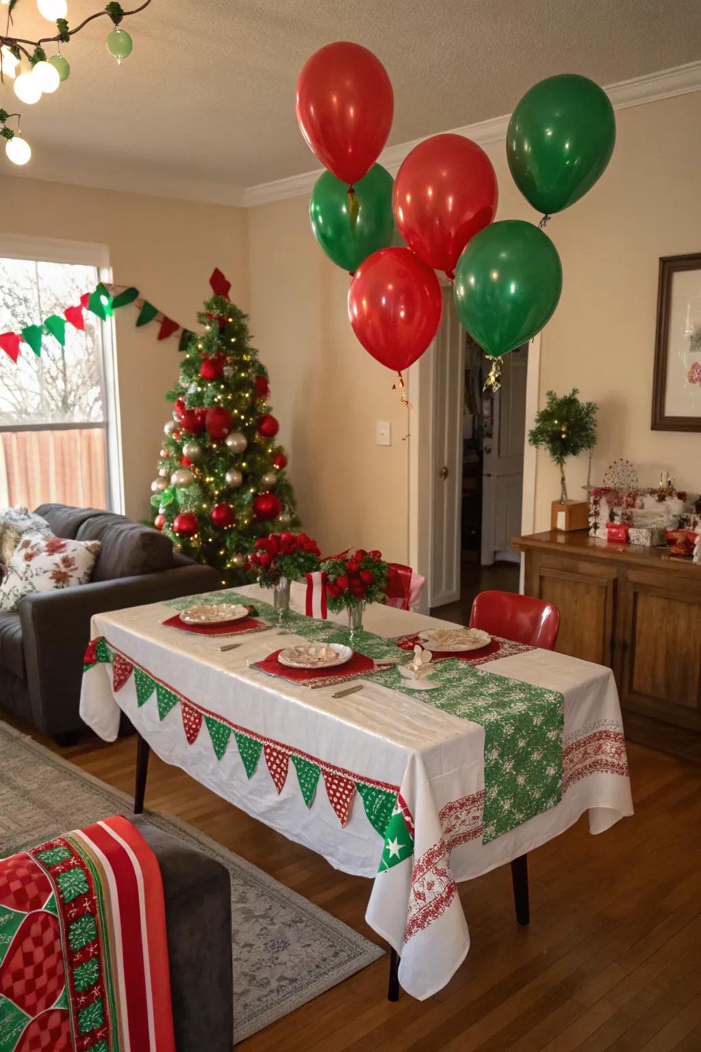 A red and green theme brings festive flair to any birthday party.