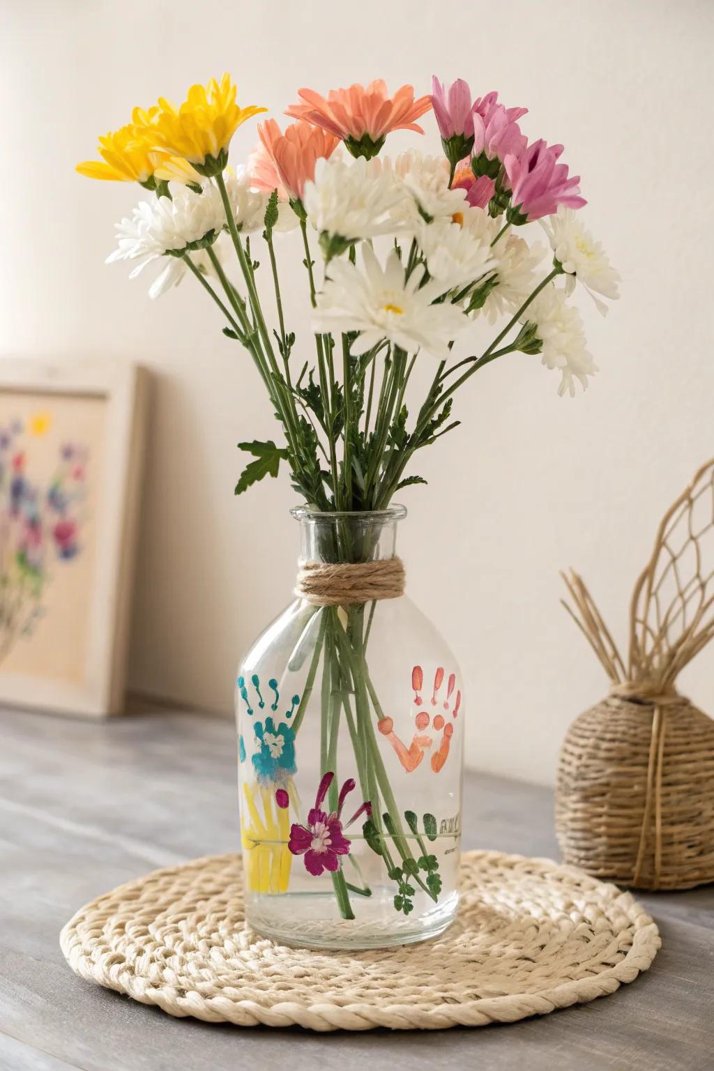 A heartfelt bouquet created with love and little hands – a perfect Mother's Day craft that celebrates simplicity and personal touch.