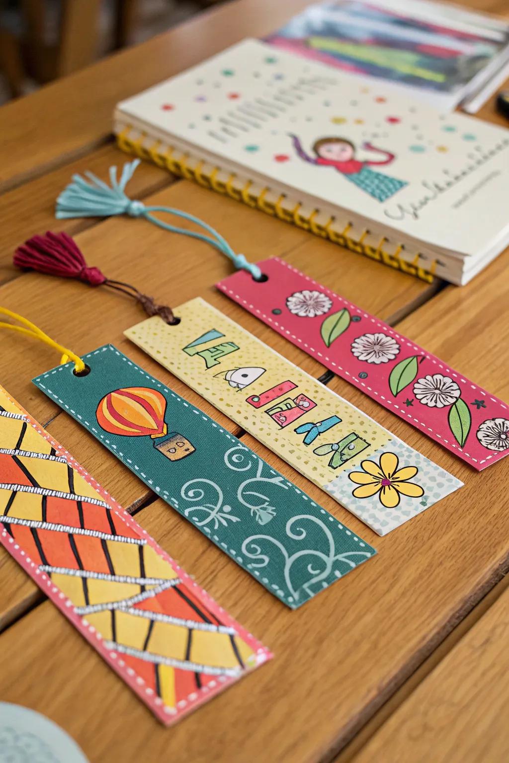 Handmade bookmarks ready to inspire young readers.