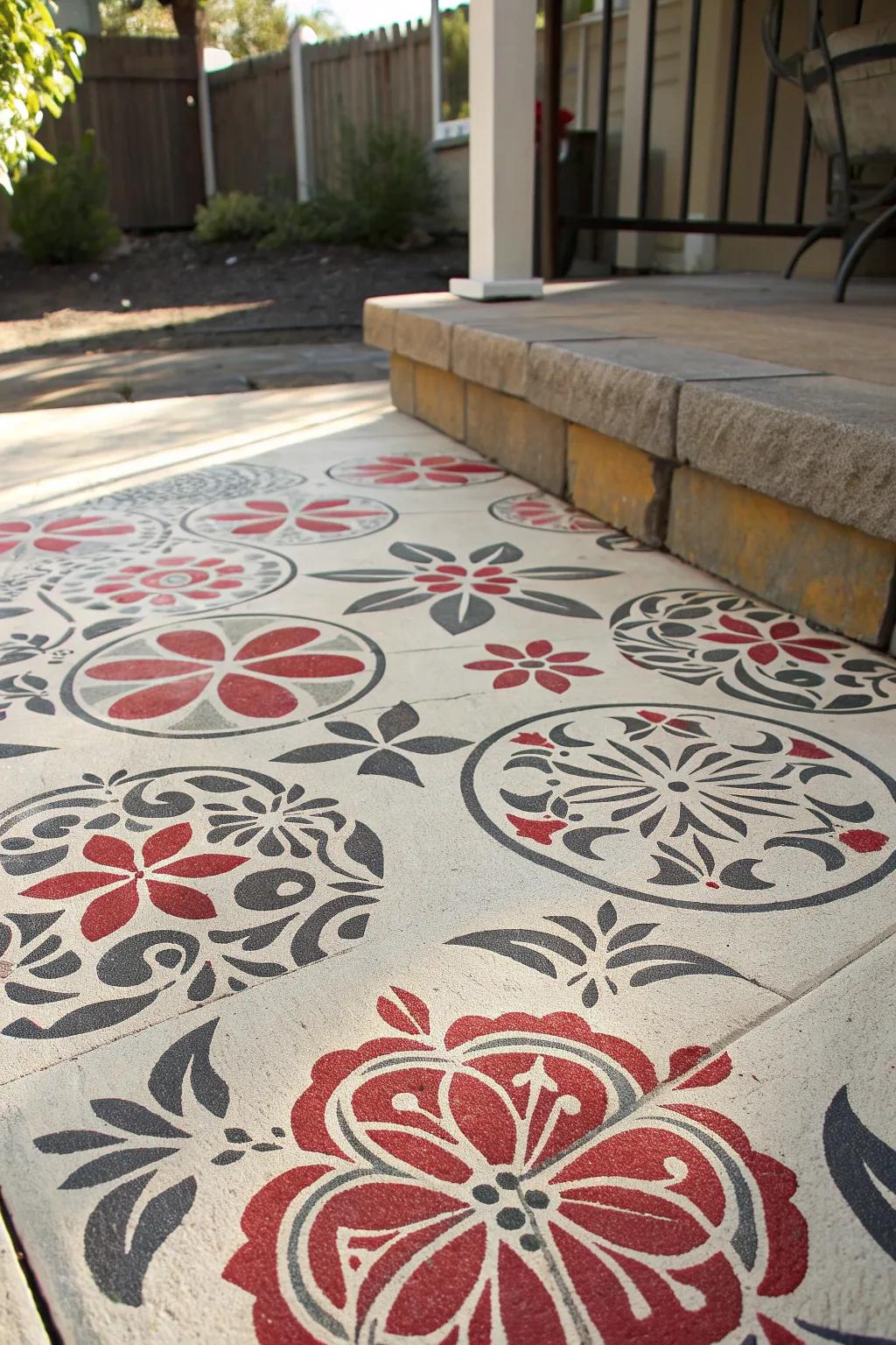 Transform your patio with the art of stenciling: where craftsmanship meets elegance.
