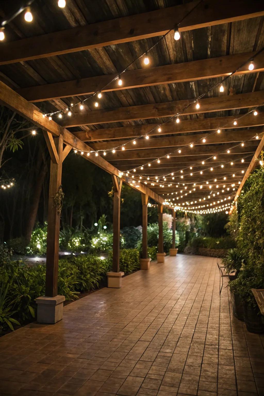 String lights add a magical touch to any covered patio.