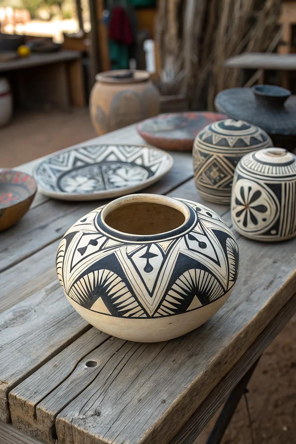 A Mimbres-inspired bowl with intricate designs brings history to life in your home.