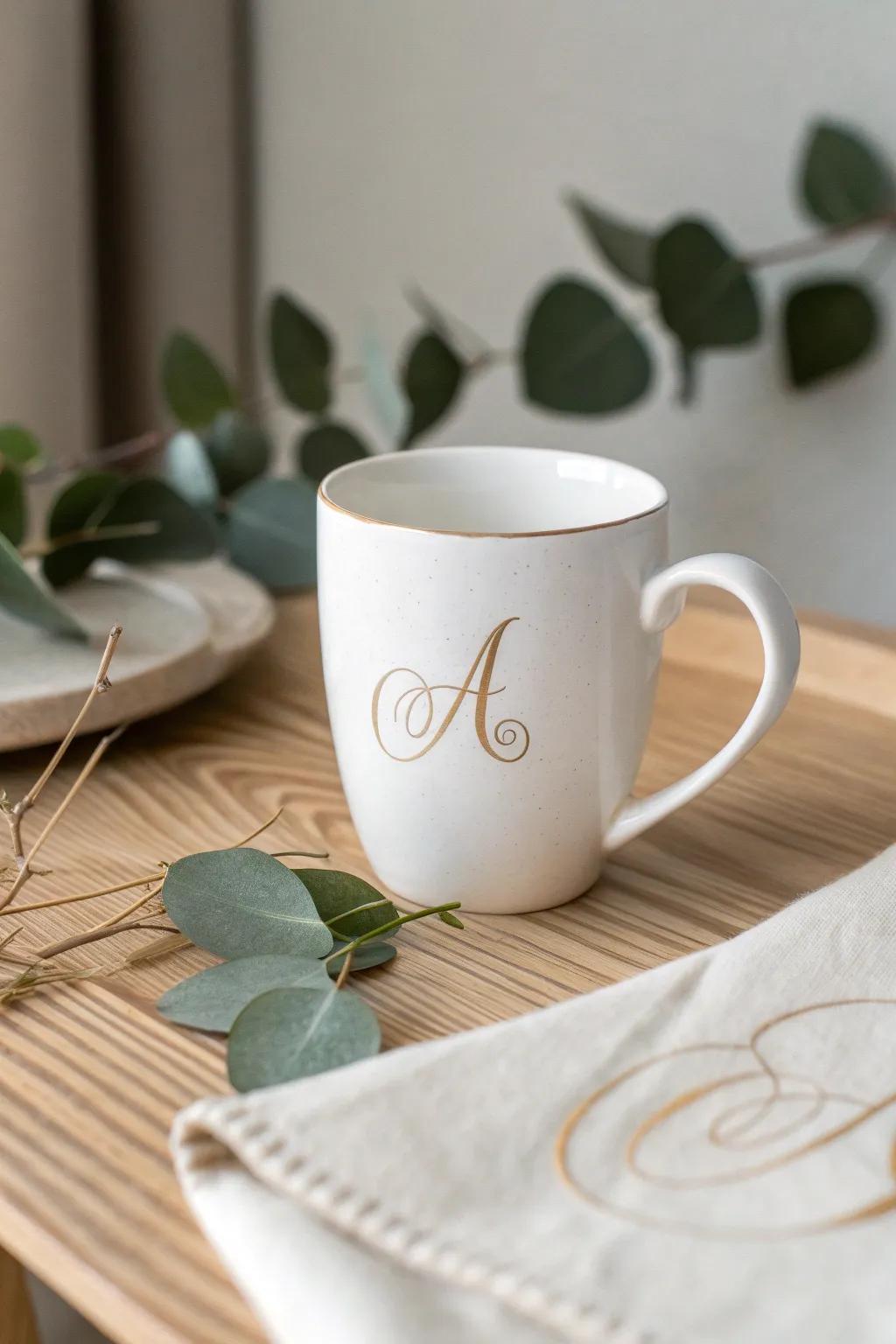 Timeless elegance meets minimalist charm with this classic cursive monogram mug.