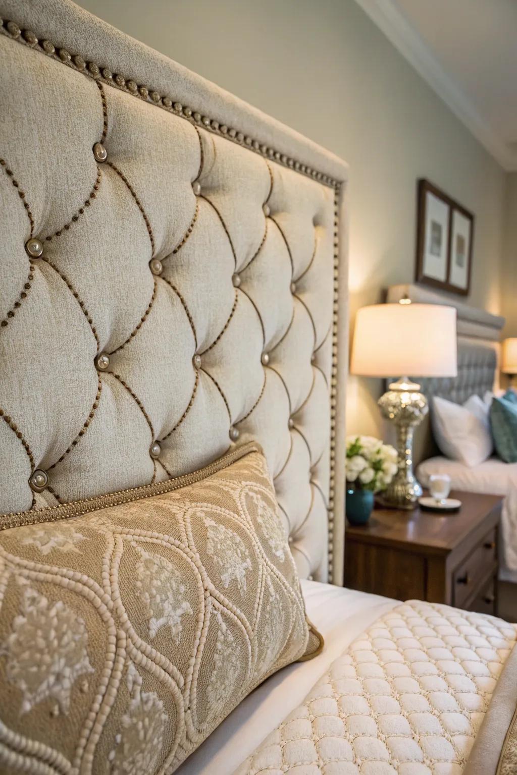 A reupholstered headboard adds a fresh look with minimal effort.