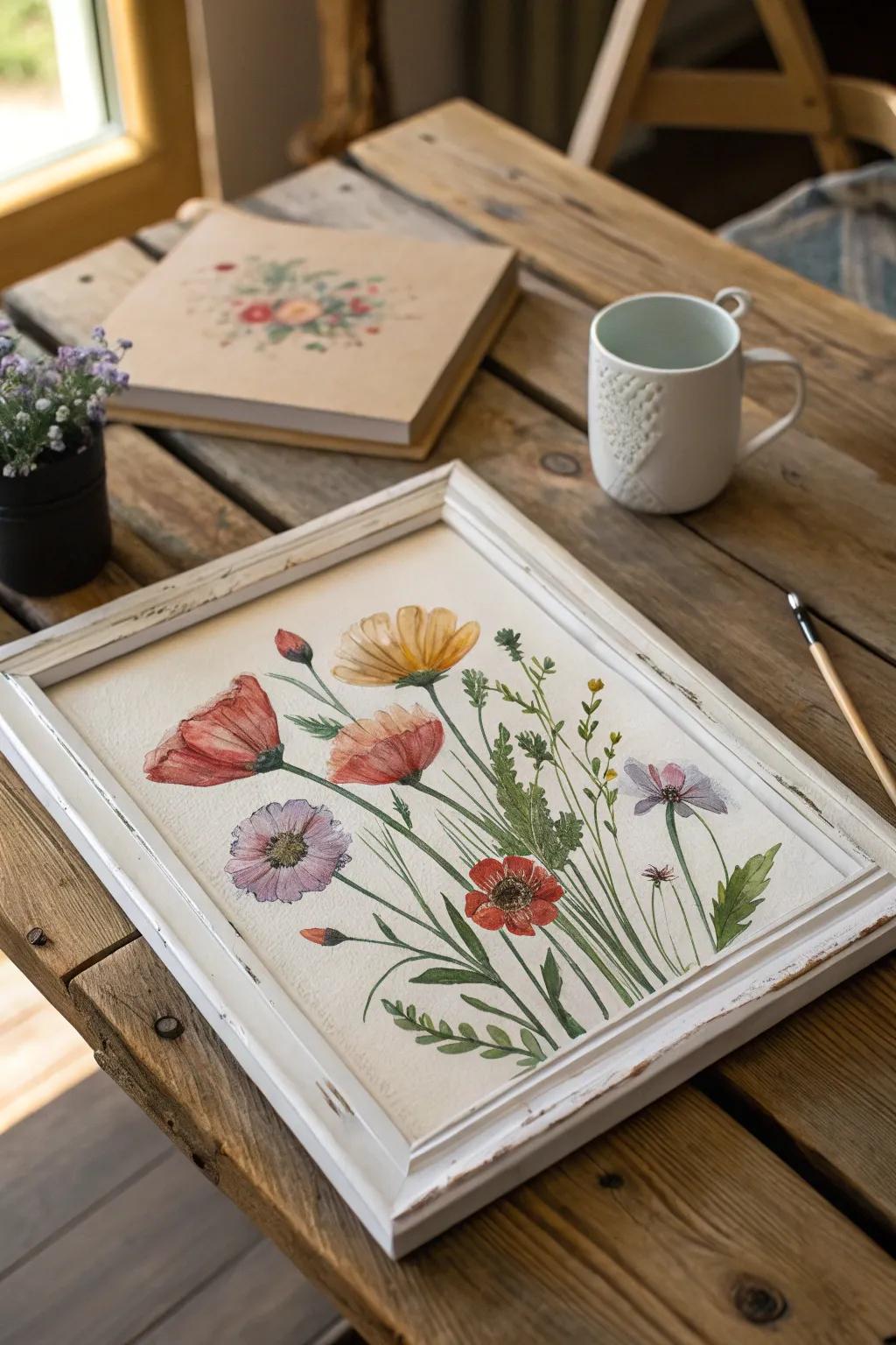 Whimsical watercolor flowers bring a touch of nature and playfulness to any room.