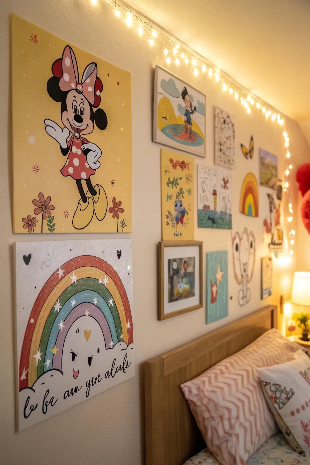 Whimsical wall art adds charm and personality to your bedroom.