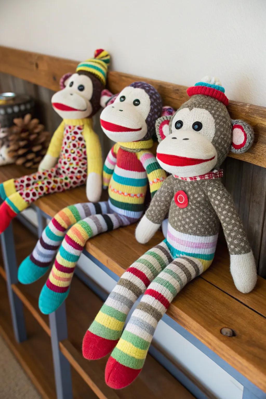 Brighten any room with these charming DIY sock monkeys.